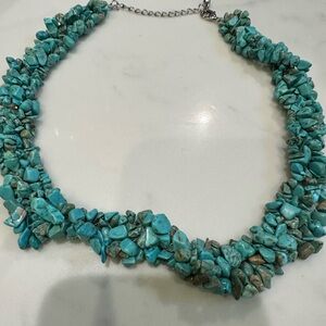 This is a vintage multi-strand turquoise chip necklace